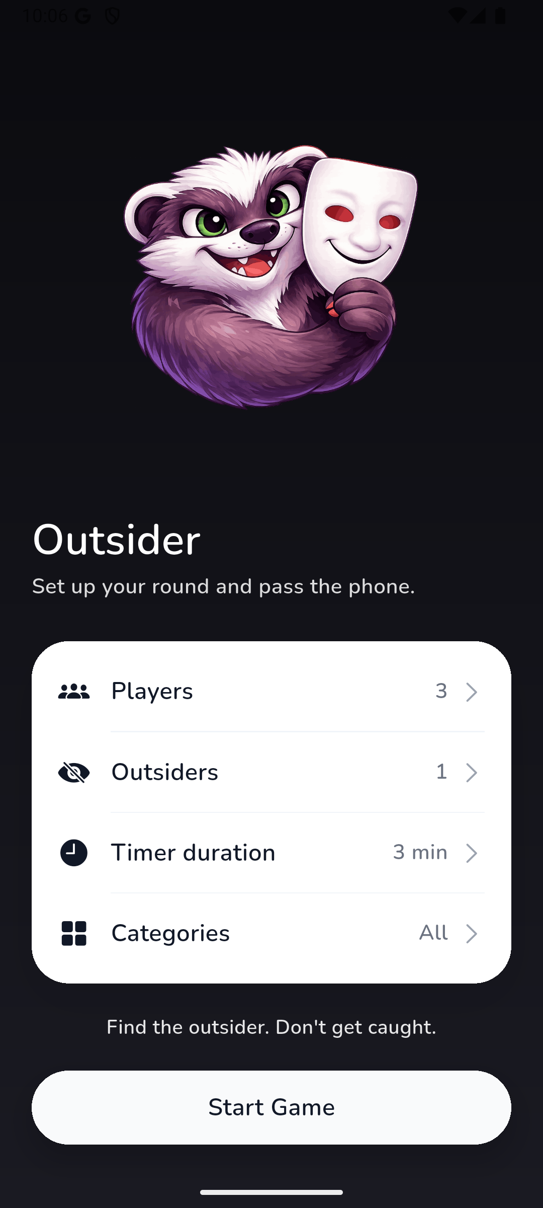 Outsider game screen